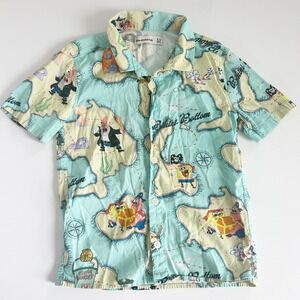Abercrombie Kids x SpongeBob Bikini Bottom Map Pirate Camp Button Up Shirt 5/6